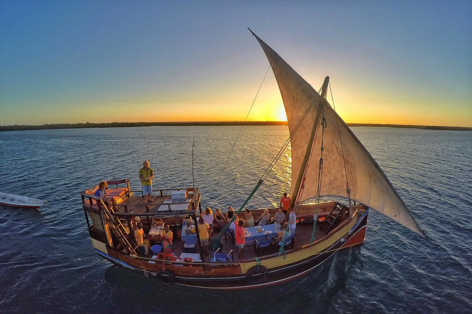 Tourists enjoying a dhow cruise through Mida Creek in Watamu